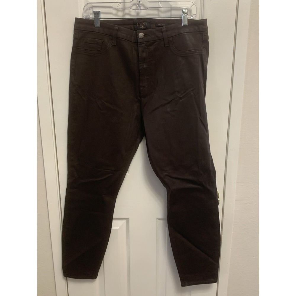 NWOT Jen7 by 7 For All Mankind Ankle Skinny Womens Coated Jeans - Maroon Size 14